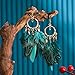 Feather Earrings For Women, Boho Vintage Statement Dangle Earrings Long Drop Lightweight Summer Earrings 2025 Festival Jewelry Tribal Bohemian Style Fashion Jewelry Gift (Green)