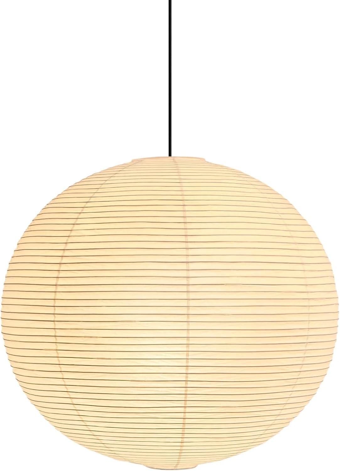 Huga Collective Washi Paper Ceiling Lamp 55a (80 cm / 31.5 in) | Authentic Washi Paper Noguchi Inspired Paper Akari Lantern Pendant Lamp for Wabi Sabi Decor | Japanese Paper Ceiling Lamp