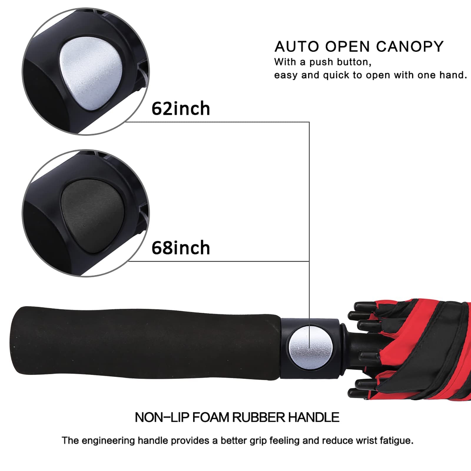 G4Free Golf Umbrella 68 Inch Auto Open Extra Large Double Cover Ventilated Windproof Waterproof Stick Umbrella - Image 4