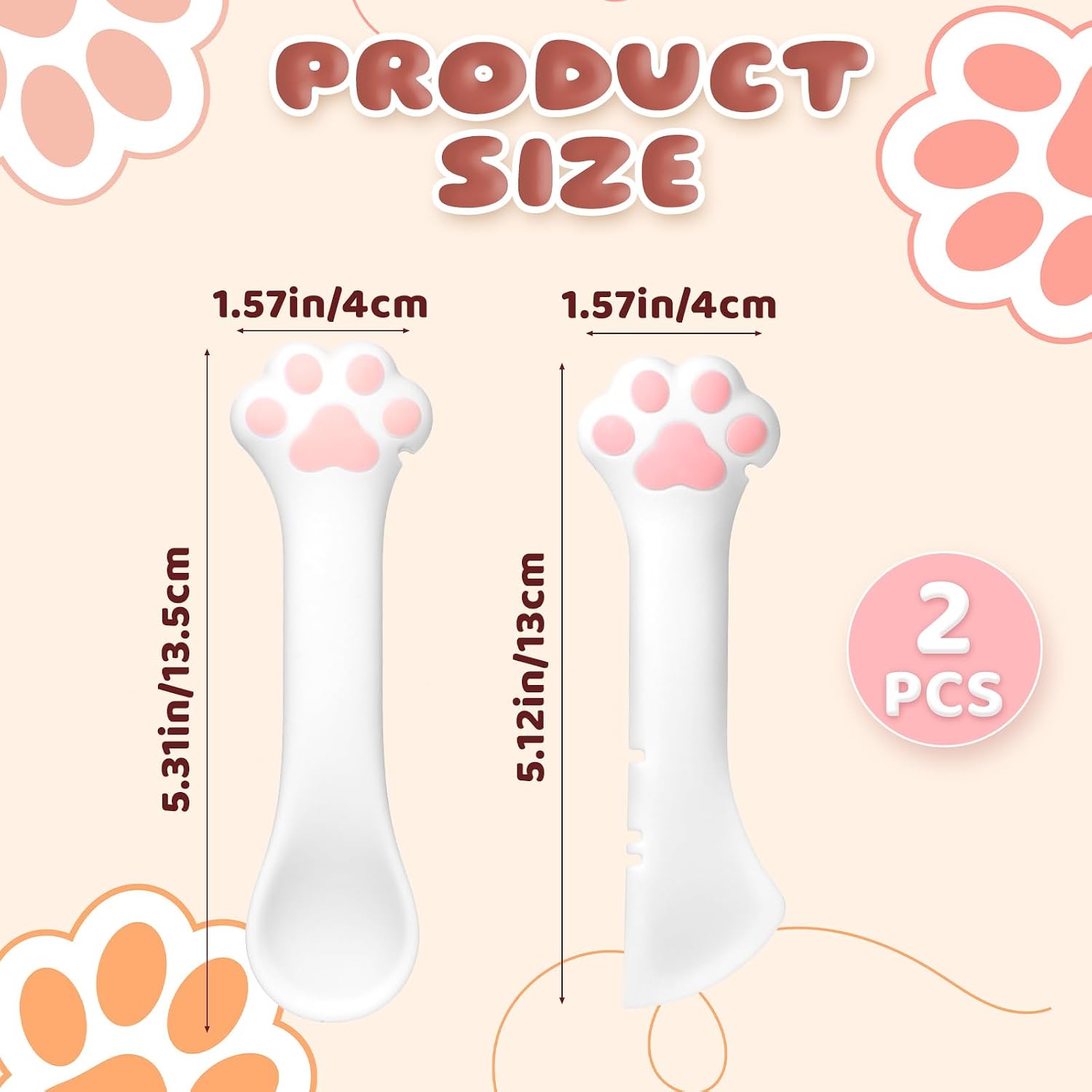 2 Pack Cat Food Spoon, Reusable Cat Paw Pet Foods Can Opener With Spoon, Cats Food Can Opener for Dogs Cats Feeding image 2