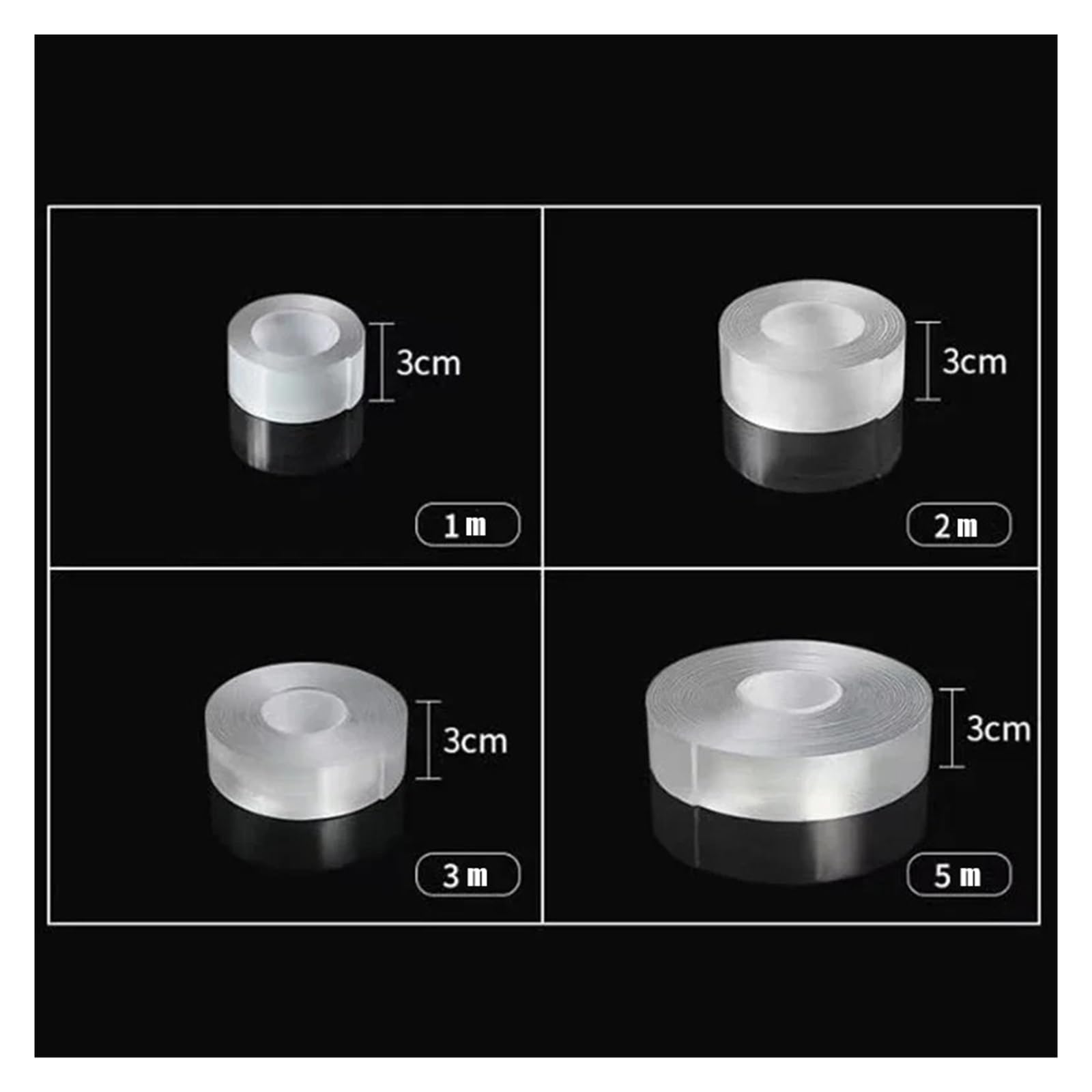 Nastro Biadesivo Trasparente Resistente, Nastro Adesivo Impermeabile, Riutilizzabile, Adesivi murali Super Resistenti(1m X 3cm)