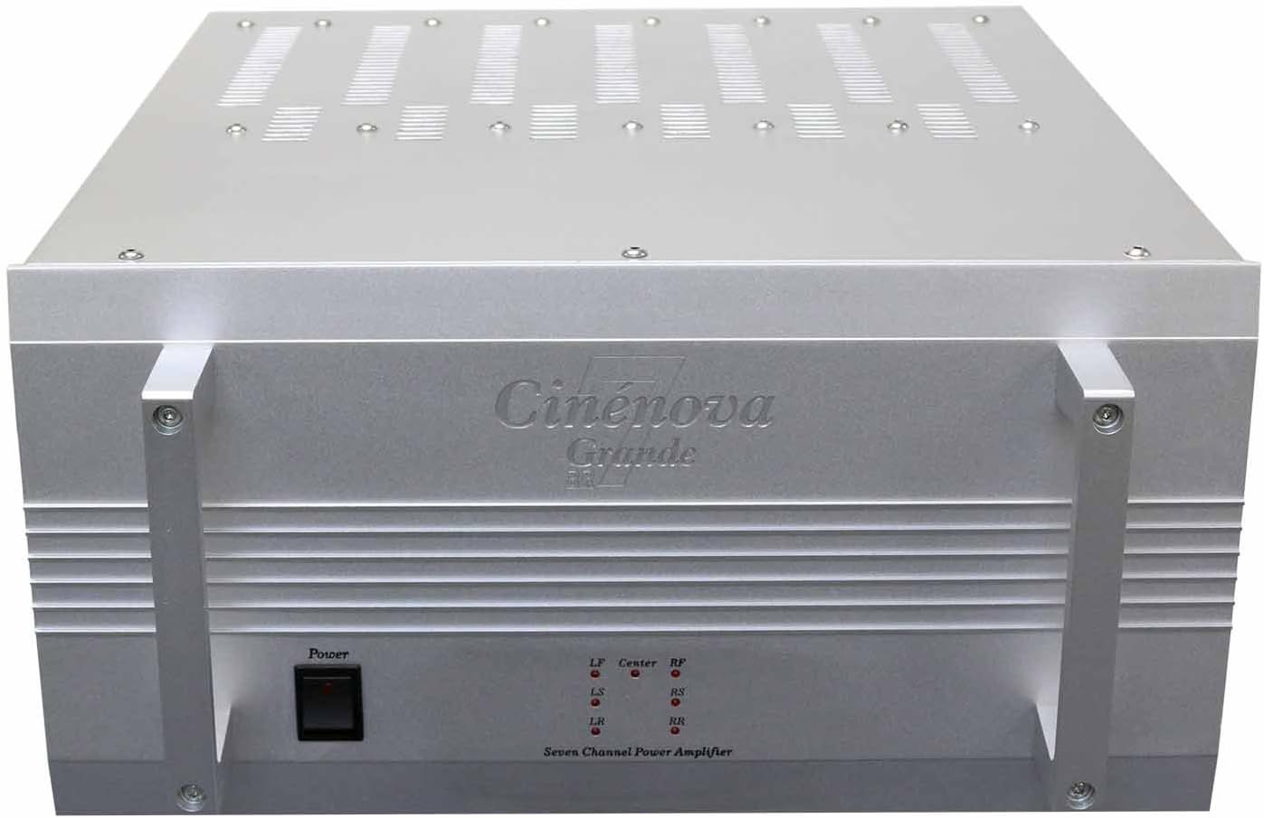 Earthquake Cinenova Grande 7BRS 7 x 300 RMS at 8 Ohms Bridgeable Audiophile 7 CH Home Theater Amplifier XLR Inputs 3 x 1400 RMS + 1 x 610 RMS at 4 Ohms SILVER