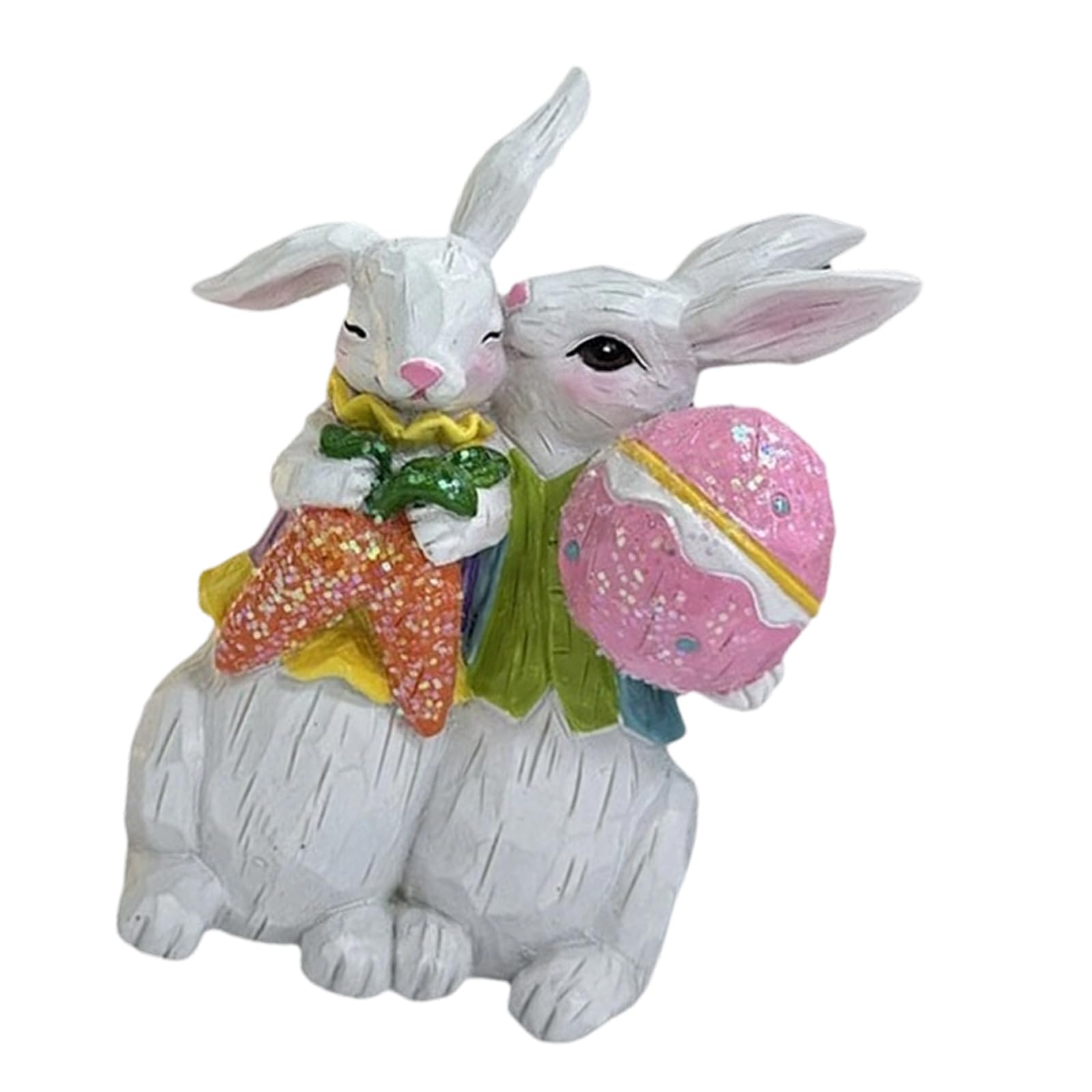 Snorvixre Resin Couple Hare Figurine Ornament Easter Hare Sculpture Decoration for Tabletop Mantel Shelf Festival Celebration Resin Sculpture