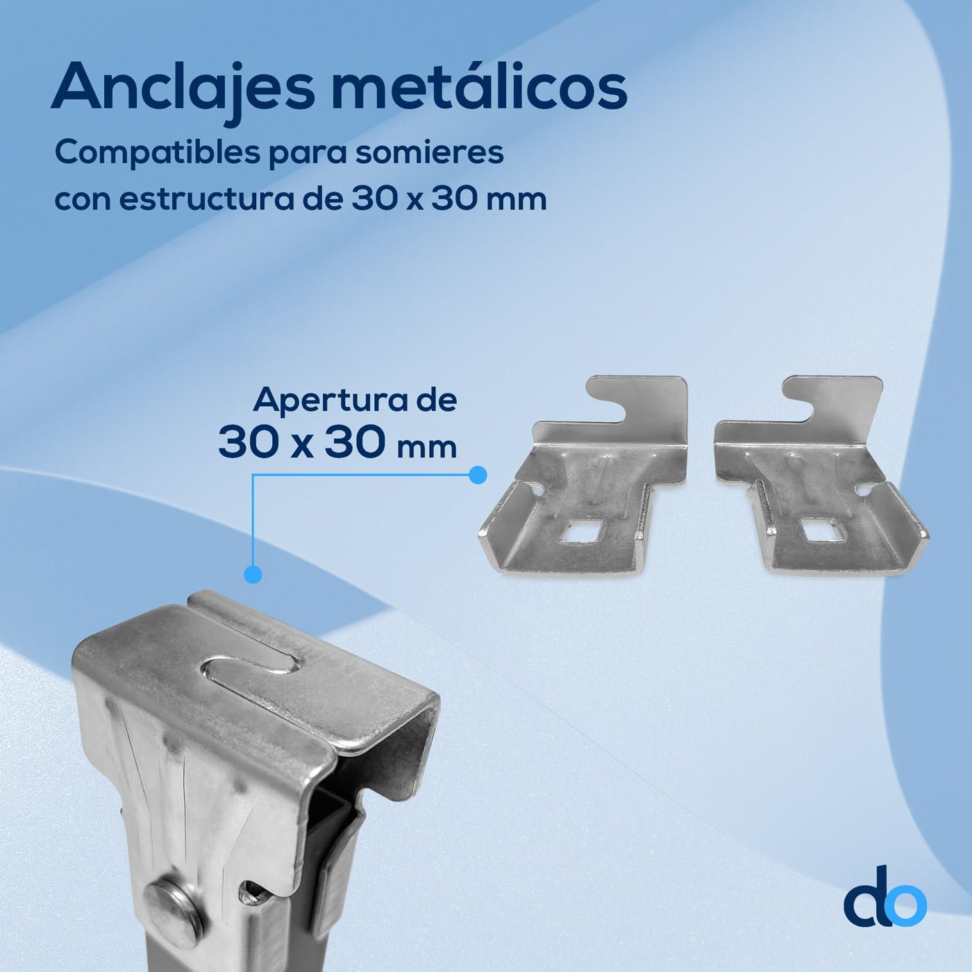 DUÉRMETE ONLINE Set di 4 gambe quadrate con morsetto per rete da 30 x 30 mm, altezza 27 cm, grigio, 27 cm