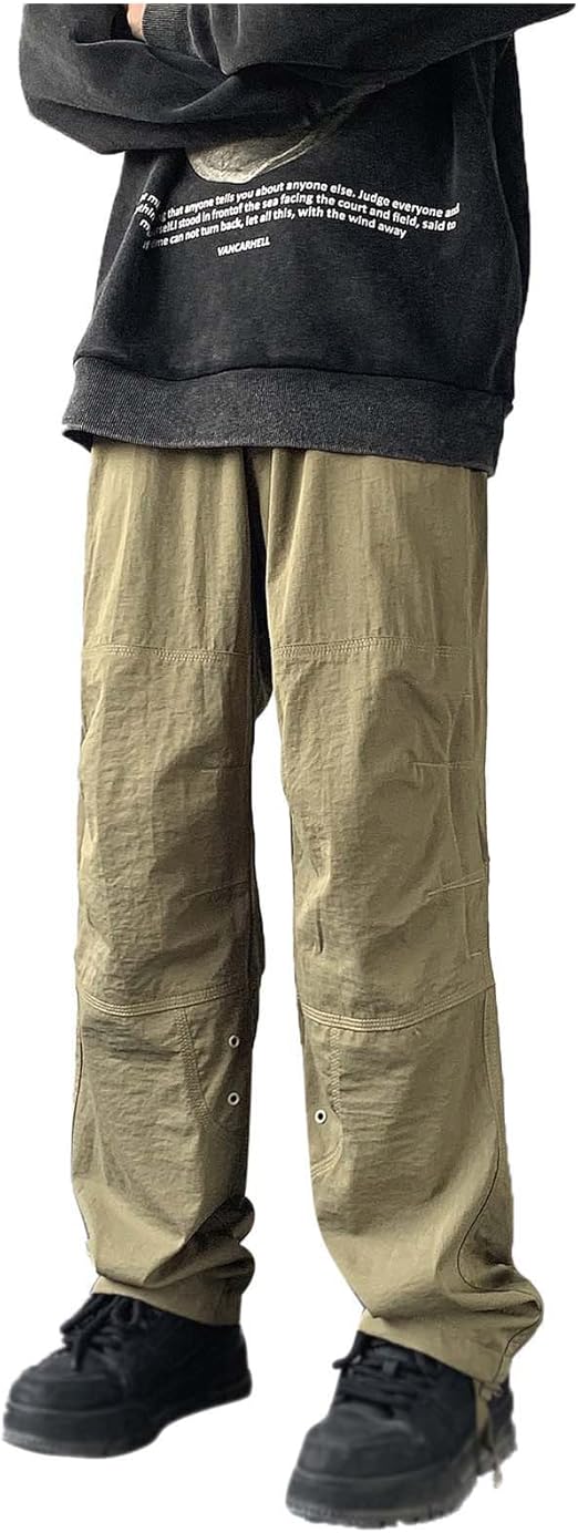 Pantalon Velours Côtelé Homme Baggy Japonais - Taille élastique Avec Cordon, Coupe Droite, Poches, Pour Automne/hiver