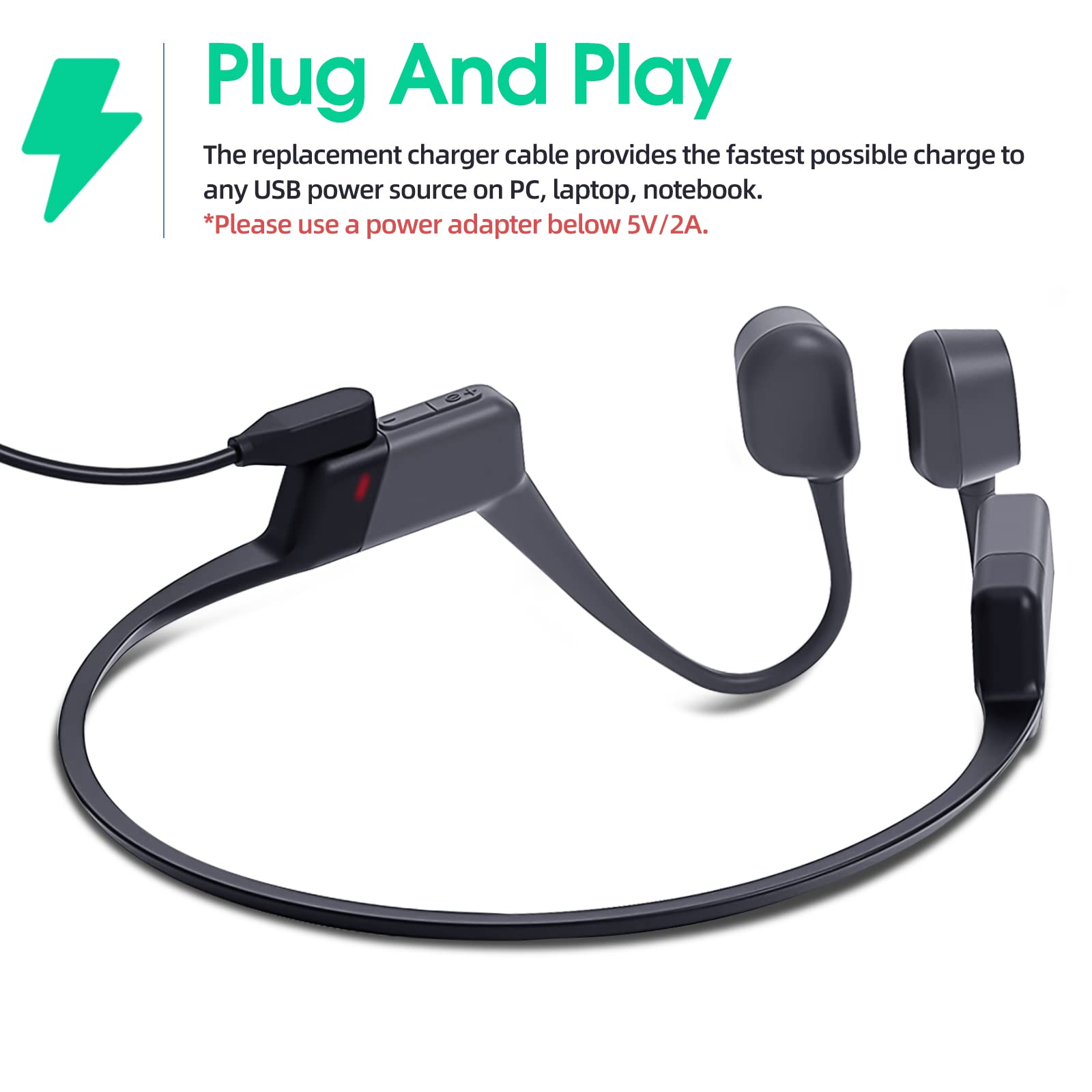 2-Pack Magnetic USB-C Charging Cable For Shokz Headphones - Compatible With OpenRun Pro & More