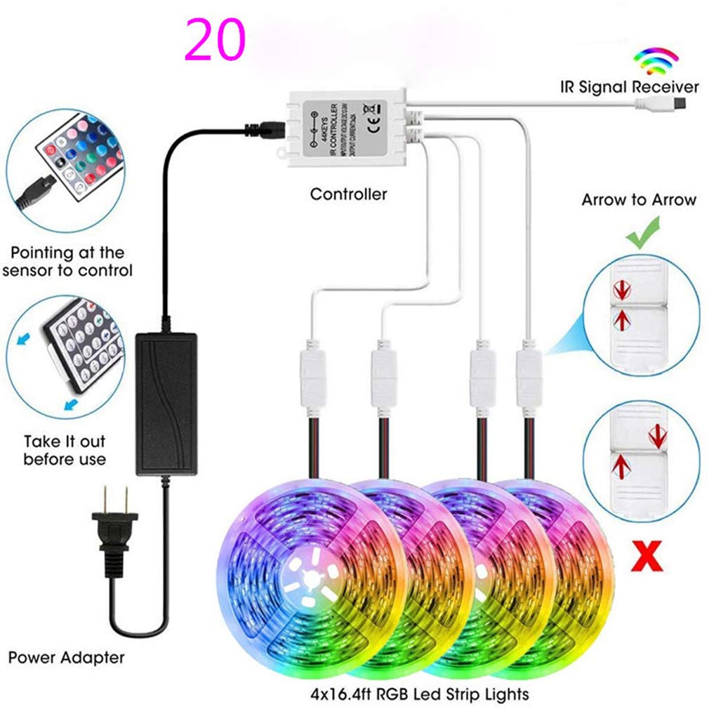 Striscia LED 5M, Wifi Luci Led Colorate Smart Phone Strisce LED Compatibile RGB SMD 5050 Musica Sync LED Strip Controllo App E 44 Tasti Telecomando RF Per Casa Cucina Festa TV Decorazione,20M