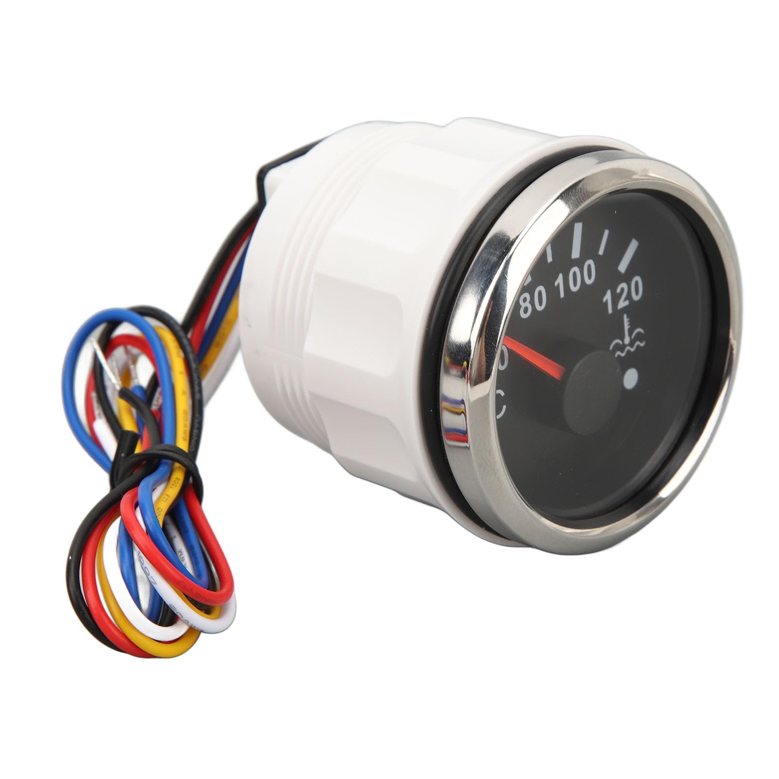 Indicatore della Temperatura Dell'acqua, 52MM da 40 a 120 °C Termometro con Puntatore DC9 a 32V con Retroilluminazione per Camper Yacht Barche da Pesca Navi (Quadrante nero