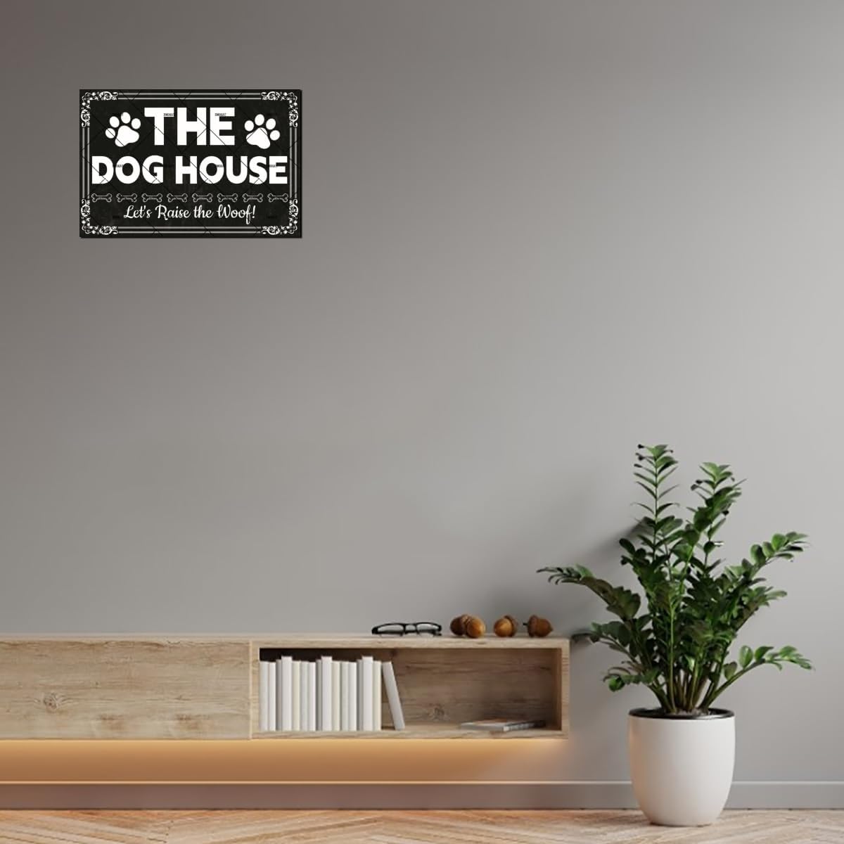 EMOHAT Funny The Dog House Metal Tin Sign Let's Raise the Woof Metal Sign Home Living Room Farmhouse Yard Garden Man Cave Metal Poster Wall Decor Gifts for Dog Lovers Tin Plaque 12x8 Inches - Image 5
