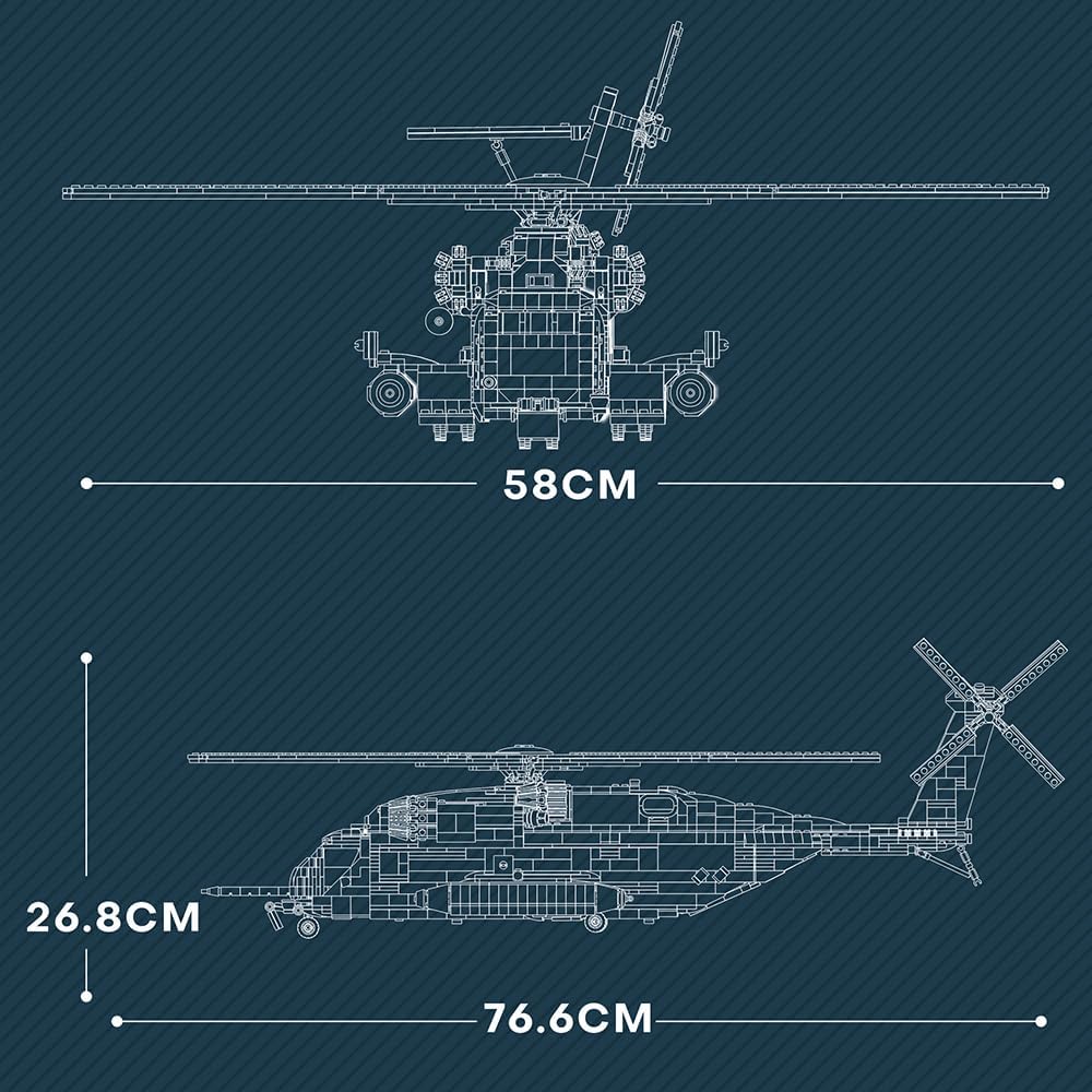 Technik Hubschrauber Bausteine Sets, 1/35 2192 klemmbausteine CH-53E Super Stallion Helikopter Modellbausatz, Militärische Flugzeug für Erwachsene, Kompatibel mit Großen Marken