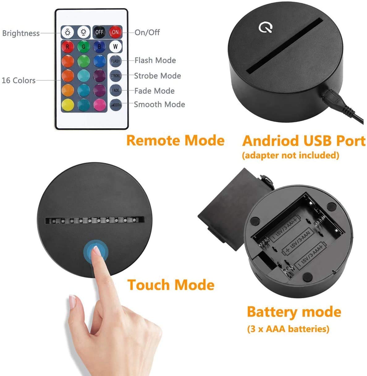 3D LED Nachtlicht – Touch & Fernbedienung, 7 Farben, USB-Betrieb, Spiderman-Design