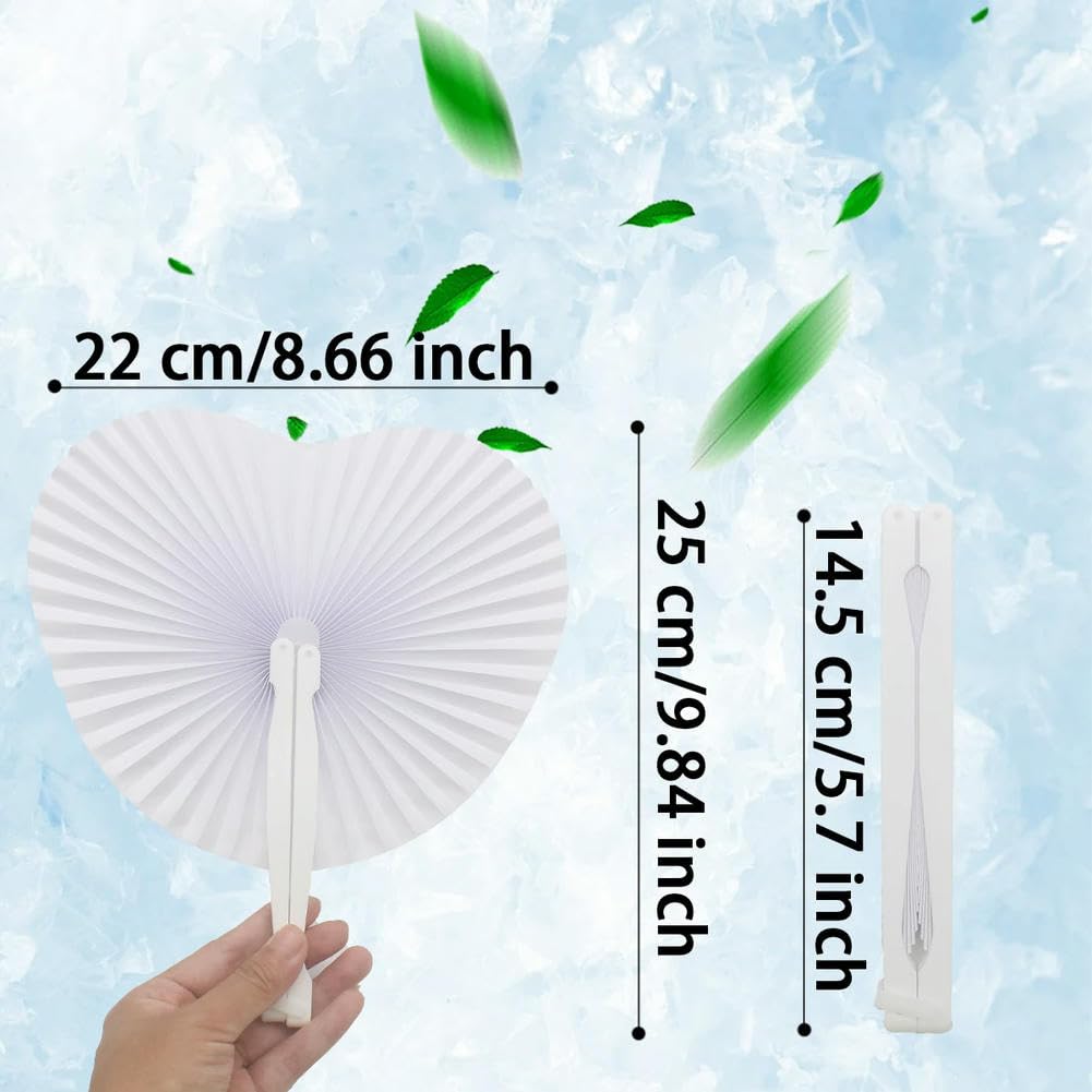 OPica 40/80/120 stücke Hochzeit Party Dekoration Herz DIY Malerei Weiß Folding Fan Blank Fan Festival Hand Fans Party Geburtstag Geschenk