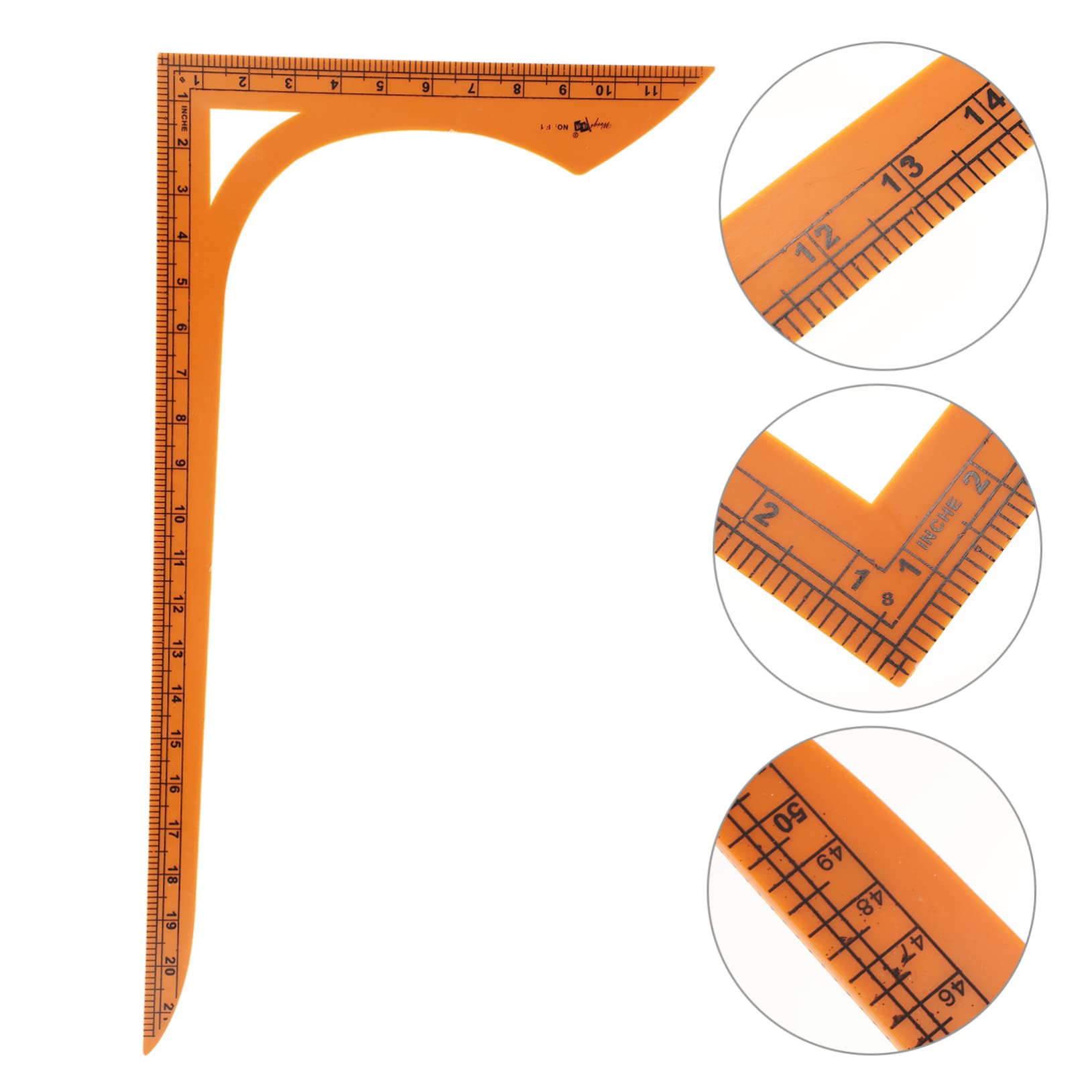 Regla para Cortar Ropa en Forma de L de Plástico Naranja sin Rebabas Medición Precisa para Costura y Confección de Ropa Profesional y Personal