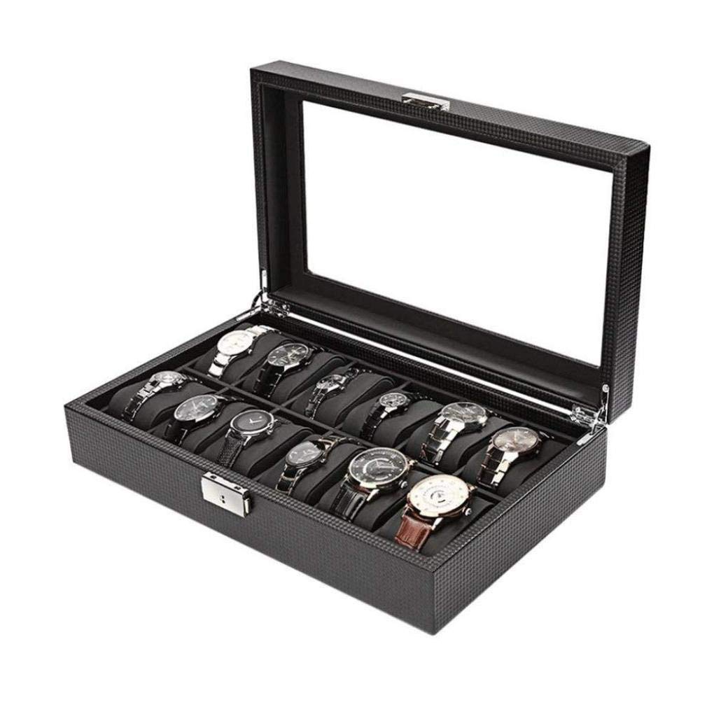 Boîtier de montre pour hommes, support boîte de rangement bijoux 12 slots
