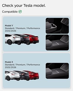 Spigen Tesla Bundle - Under Screen Storage Organiser & centre Console Hidden Storage Box for Tesla Model Y Juniper 2025-2026 and Model 3 Highland 2024-2026