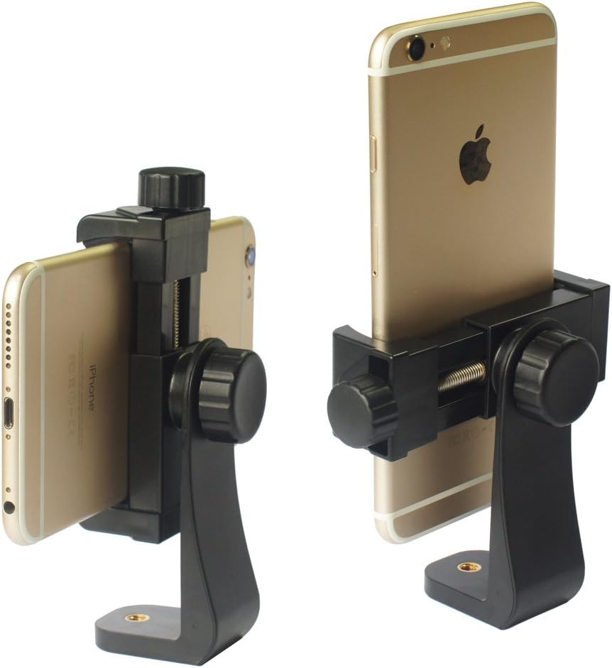 iPhone Tripod Mount Adapter Universal Cell Phone Tripod Mount, Vertical Horizontal Adjustable Clamp 2.3~4.0" Wide