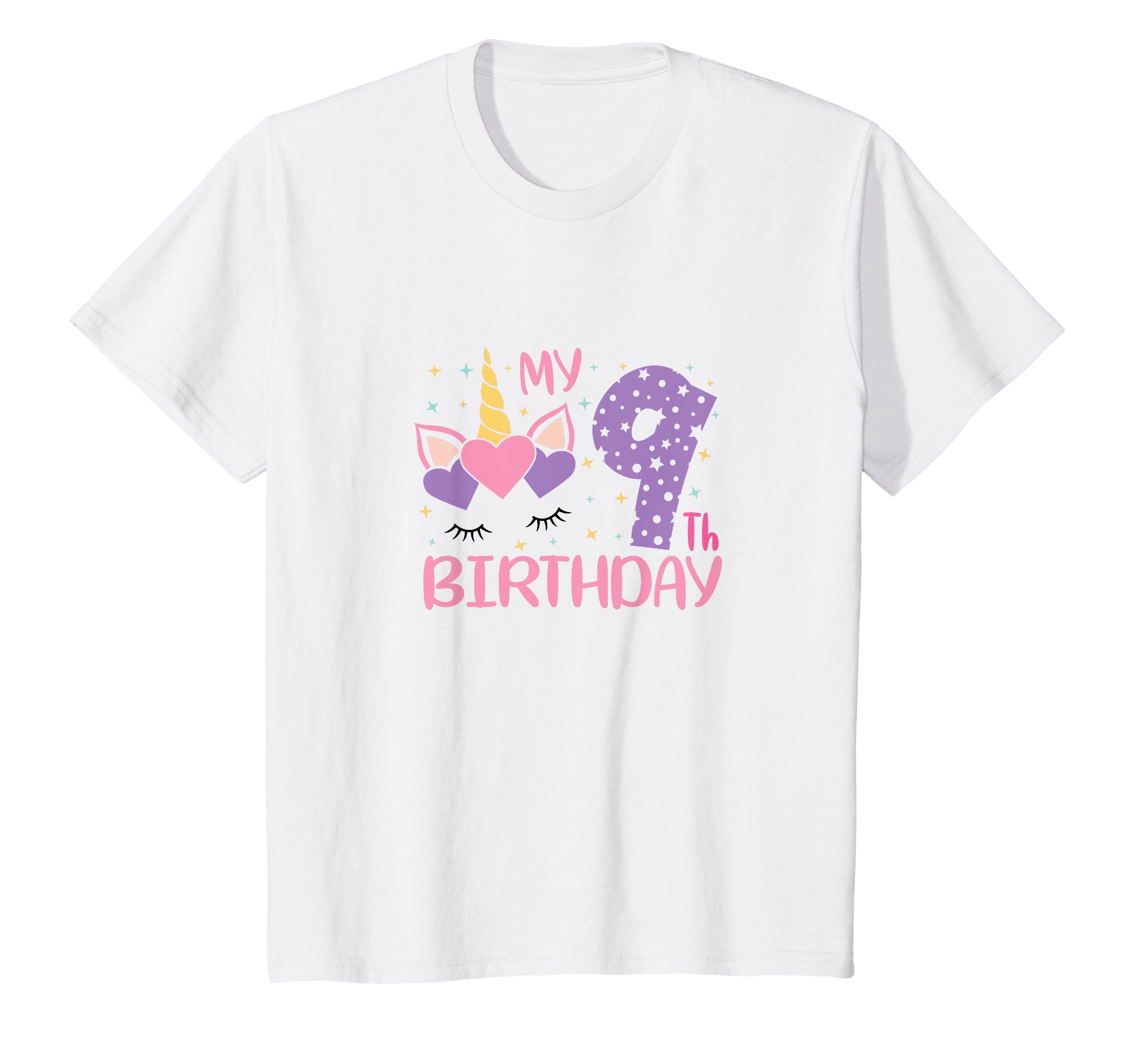 Unicornio Cumpleaños Niños Unicornio cumpleaños 9 (nueve) años niña número 9 fiesta Camiseta
