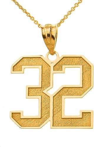 Colgante de oro amarillo de 10 quilates personalizable con número y nombre de la suerte, con grabado personalizado, longitud a elección