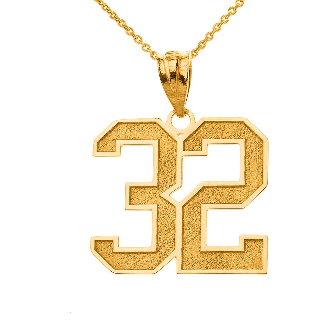14K Yellow Gold Customizable Sports Jersey Lucky Number and Name Pendant Charm with Personalized Engraving - Comes with 18