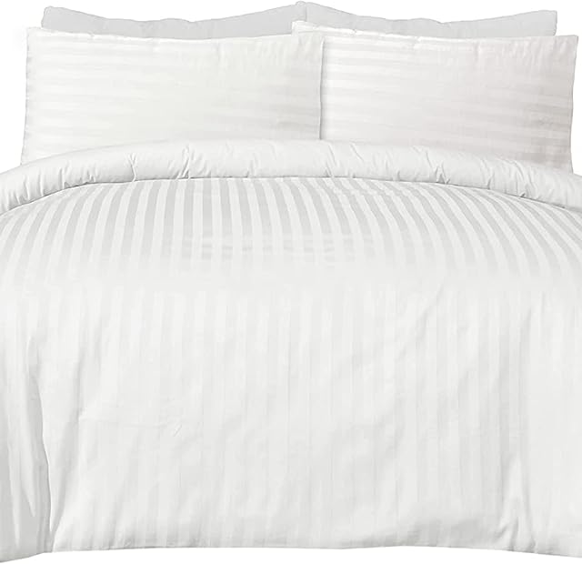 Highliving Duvet Cover Set 300 Thread Count White 100% Egyptian Cotton Hotel Quality(Single)