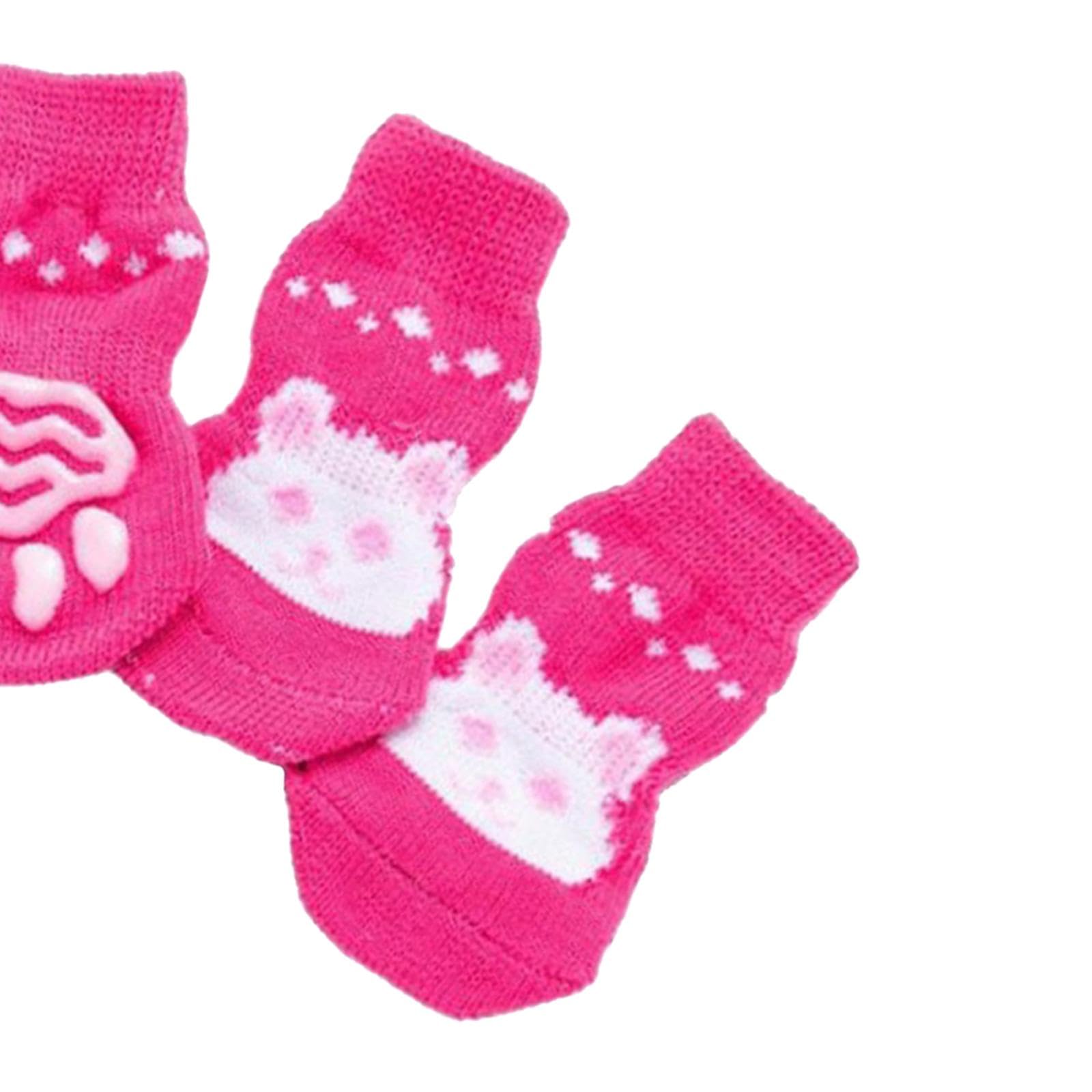 2x4 Cute Pet Cat Puppy Dog Socks Anti-Slip S, 2 Pcs