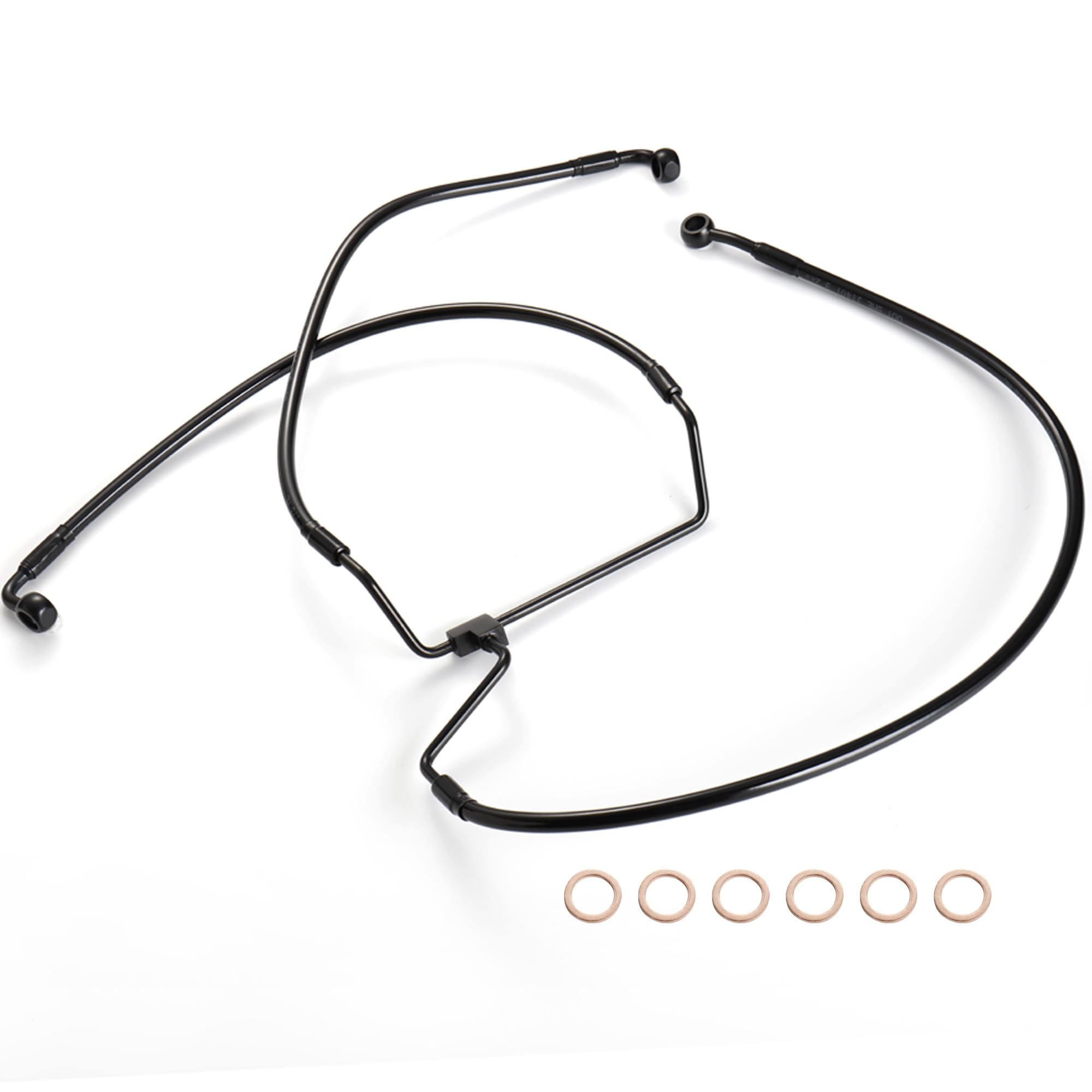 Front Brake Line 16" Handlebars Extension Brake Cable NO ABS for Harley 2014-2023 Touring Road King/Road Glide/Street Glide/Electra Glide Models, +6" Extended, Stainless Steel Braided, Black