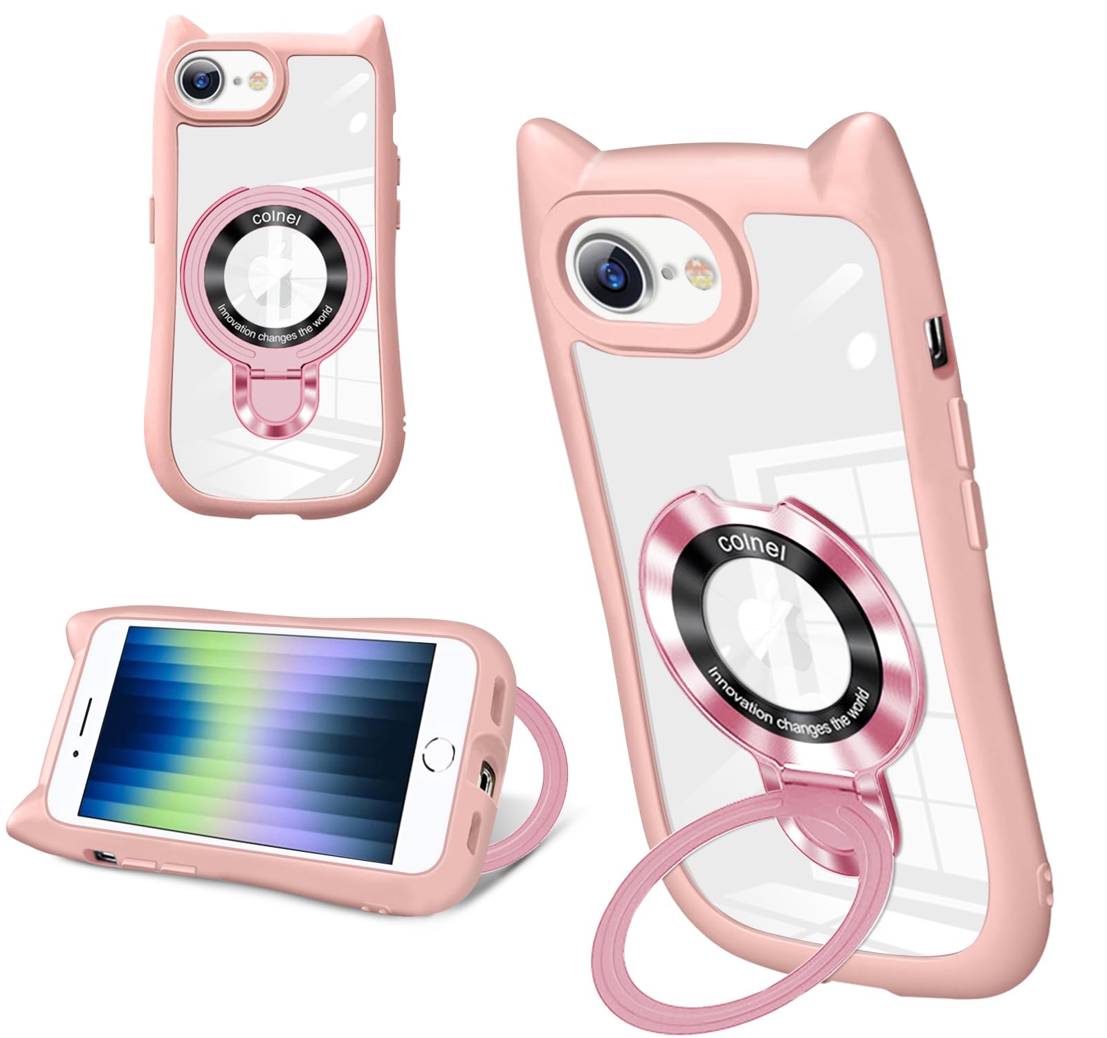 Amazon.co.jp: baodunwei iPhone 8 ケース クリア 縦横両対応 リング