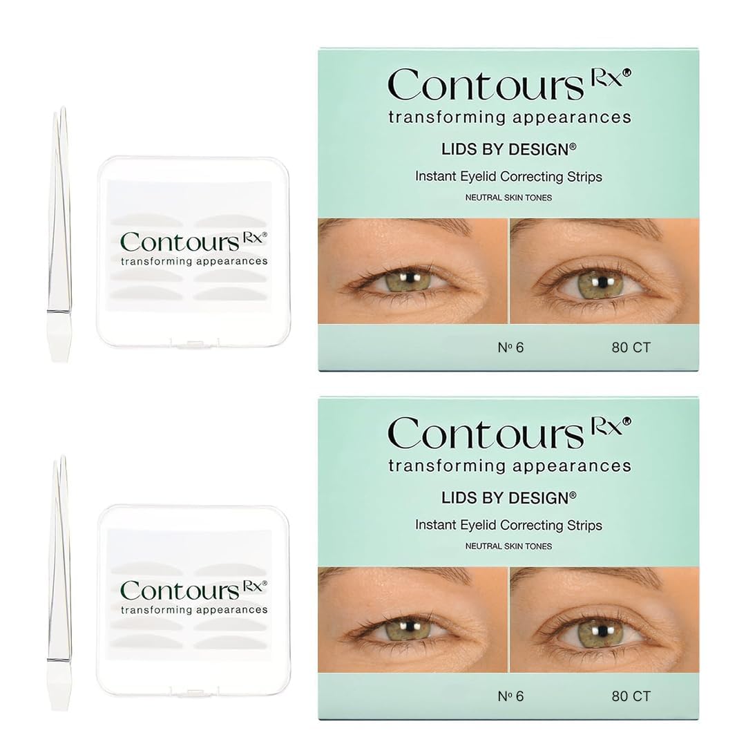 Contours Rx Lids by Design - Non-Surgical & Transparent Eyelid Lift Strips - for a More Youthful-Looking Appearance, Lid Lifting Treatment, Eyelid Tape for Hooded Eyes (6mm)160ct
