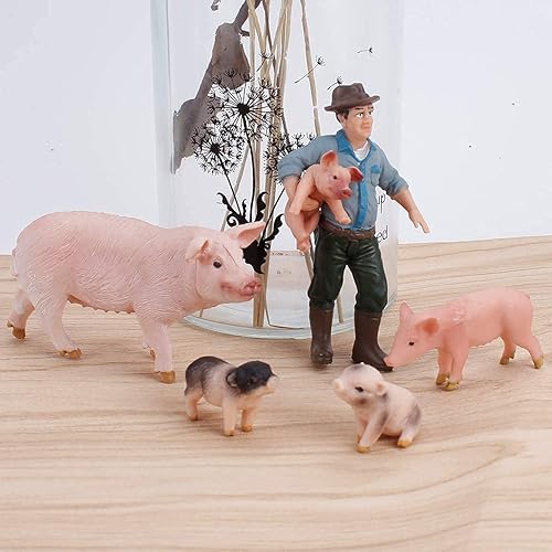 Miniatura 4 de 5 figuras de cerdo Duroc de Hampshire, figuras de cerdito de Yorshire, modelo de cerdo, jabalí, animales, decoración de pasteles, suministros de