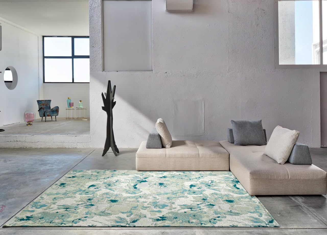 BIANCHERIAWEB Tappeto Arredo Salotto Antiscivolo Scendiletto Camera Dis. Dubai By Suardi 115x175 Acqua