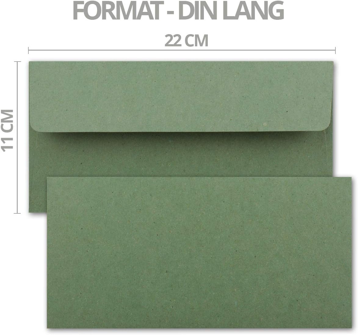 NEUSER PAPIER Envelope 50 x Kraft Paper DIN Long, Green, Self-Adhesive 11 x 22 cm, Recycled Paper, Vintage, 50 units - Image 5