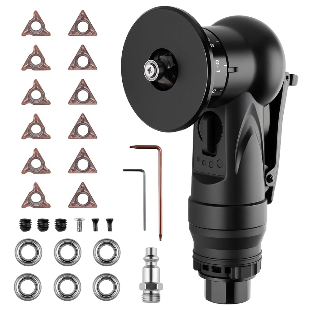 Pinafresa Air Chamfer Tool, Pneumatic Chamfering Tool, Upgrade Version with 6 C-Angle& 6 R-Angle Blades Included