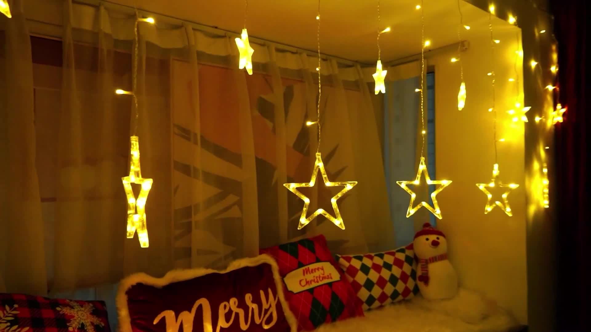Guirlande Lumineuse étoiles LED - 7 Mètres, 238 LEDs Blanc Chaud - 8 Modes, Connectable - Pour Noël, Mariage, Décoration - 5