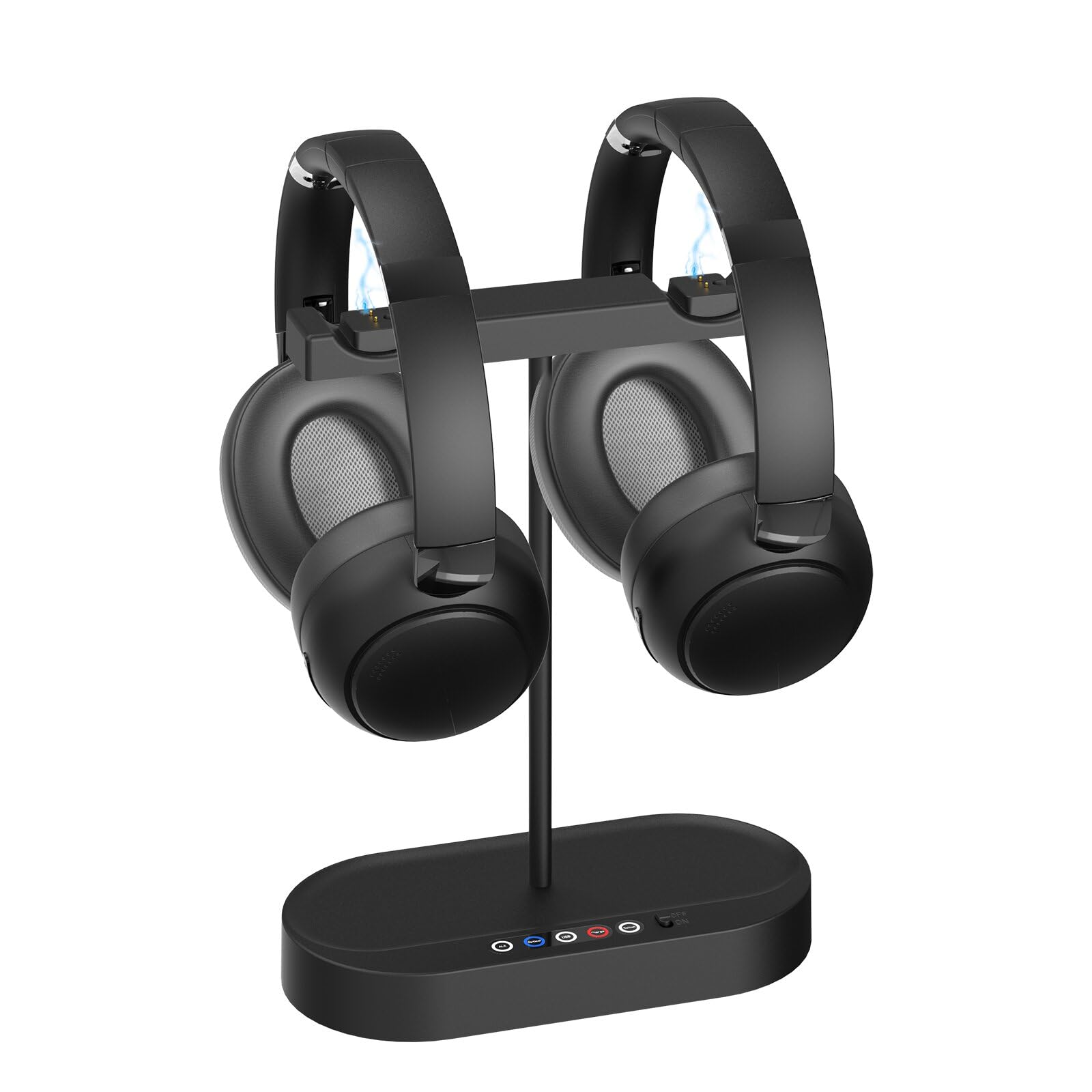 XUMIUZIY Double Casque sans Fil pour Regarder la Télévision avec émetteur et Support de Charge, Casque TV Bluetooth 5.4 sur L'oreille, Pas de Retard Audio, Voix Claire et Volume Fort