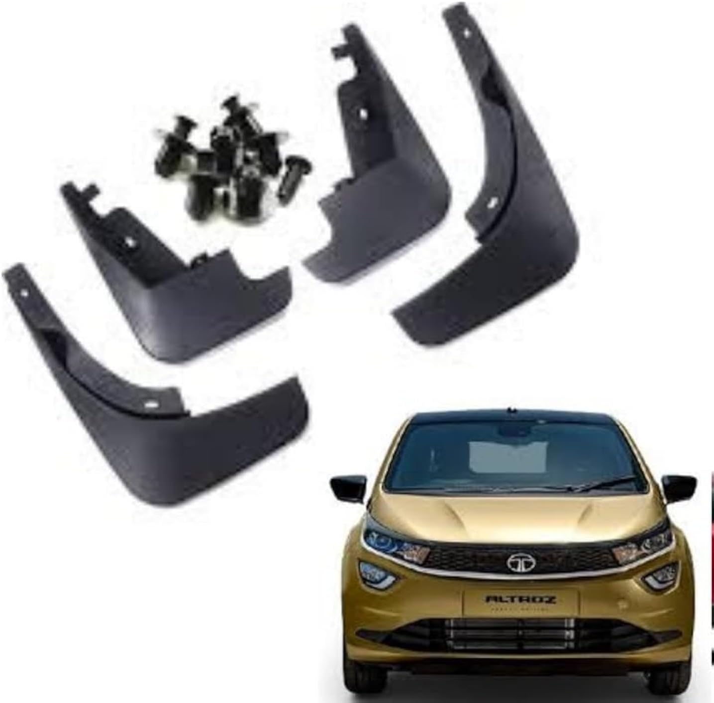 OE Type/Box Type Car Mud Flap for Tata Altroz, Black