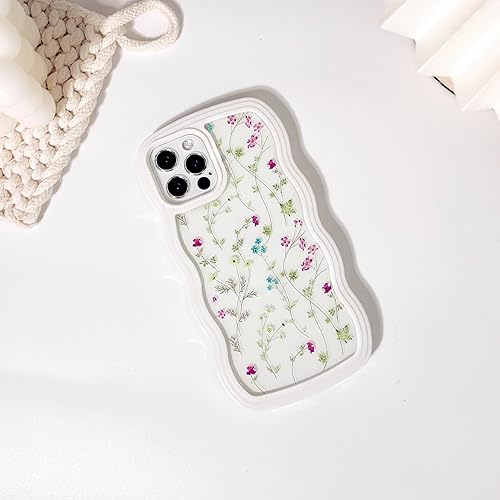 Miniatura 2 de NITITOP Funda compatible con iPhone 1212 Pro, bonito marco de ondas de pulverización transparente para mujeres y niñas, diseño de flores rizadas,