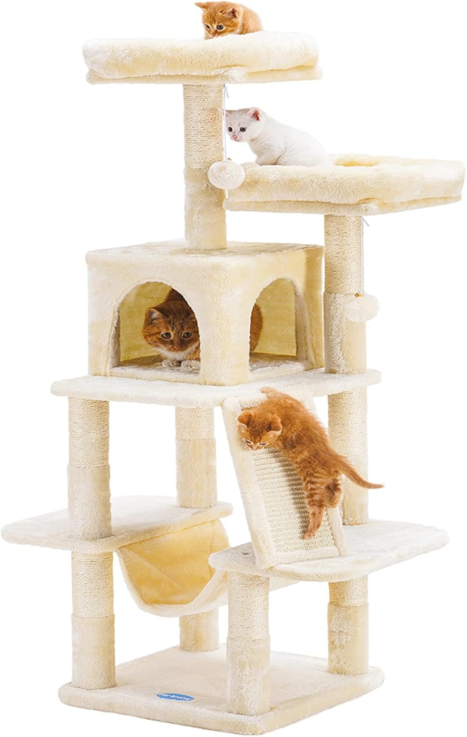 Hey-brother Cat Tree for Indoor Cats, 53 inch Cat Tower with Scratch Posts, Sturdy cat House with cat condo, 2 Well-Padded cat perches,…