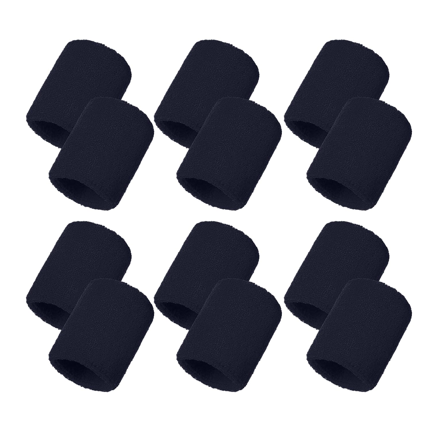 Mens Tenis Sweat Bands Wristbands - Unisex Adults Stretchable Padded Towelling Sports Wristbands Wrist Band For Gym (Navy, 6 Pack)