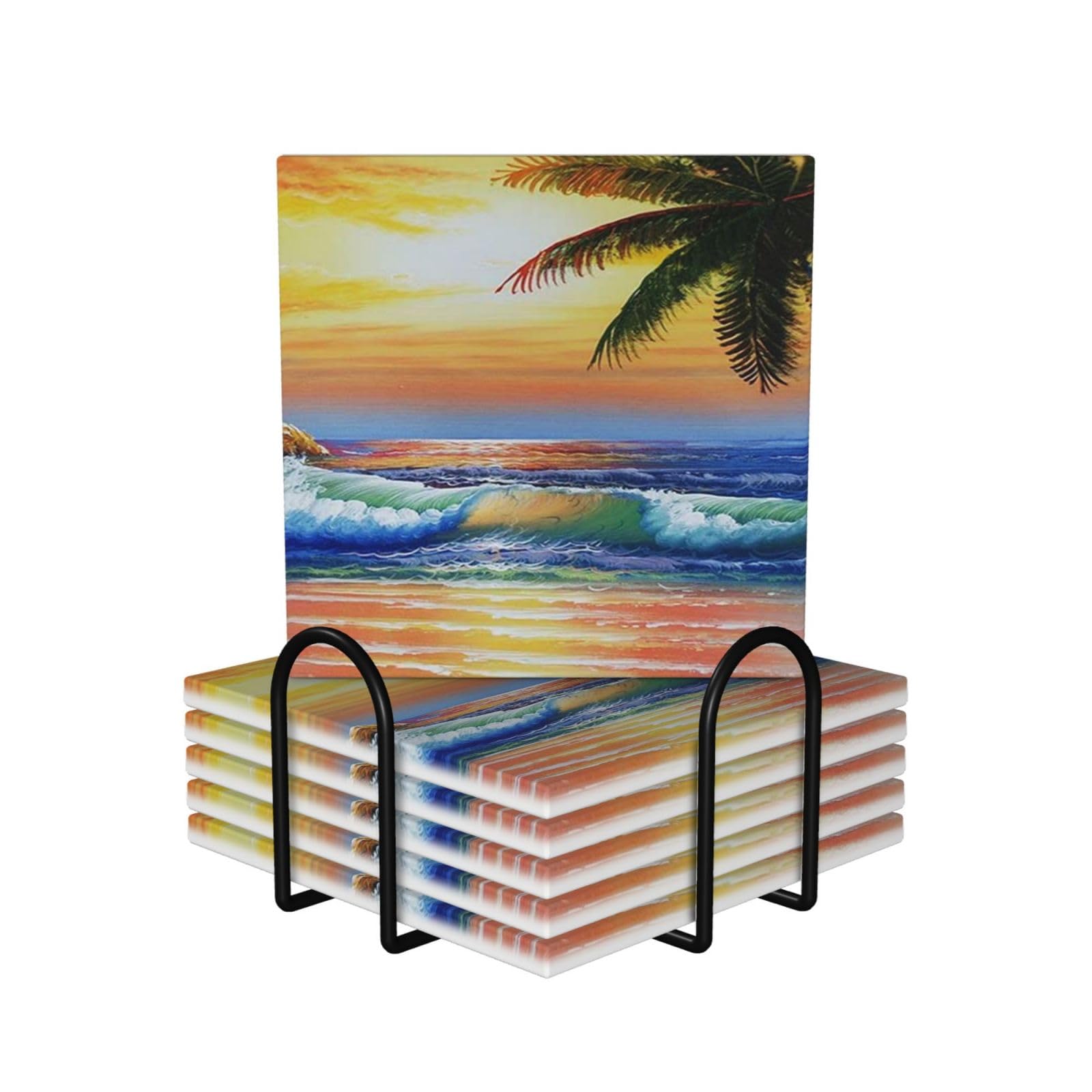 Dessous de verre céramique avec support lot de 6 table de salon