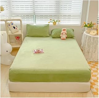 ERQIAO Juego de sábanas térmicas de terciopelo para cama individual, doble, king y queen (verde, 180 x 200 cm)