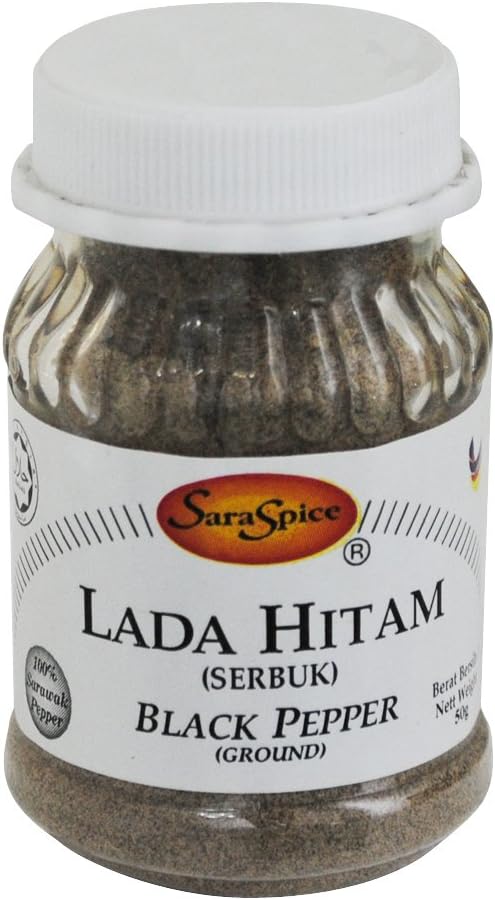World Renowned Sarawak Ground Black Pepper, Imported Direct from Malaysia (Pack of 2 x 50g)