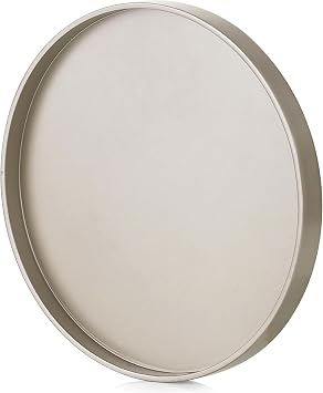 Hanobe Round Decorative Trays for Coffee Table Bathroom Decor, Champagne | 11.8" Small Gold Circle Wood Platters for Modern Farmhouse Kitchen Centerpiece, Living Room, Entryway