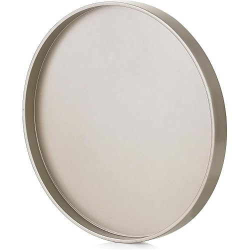 Hanobe Decorative Tray for Coffee Table: Round Champagne Gold Tray for Home Decor - 11.8" Modern Circle Candle Holder Plate for Living Room