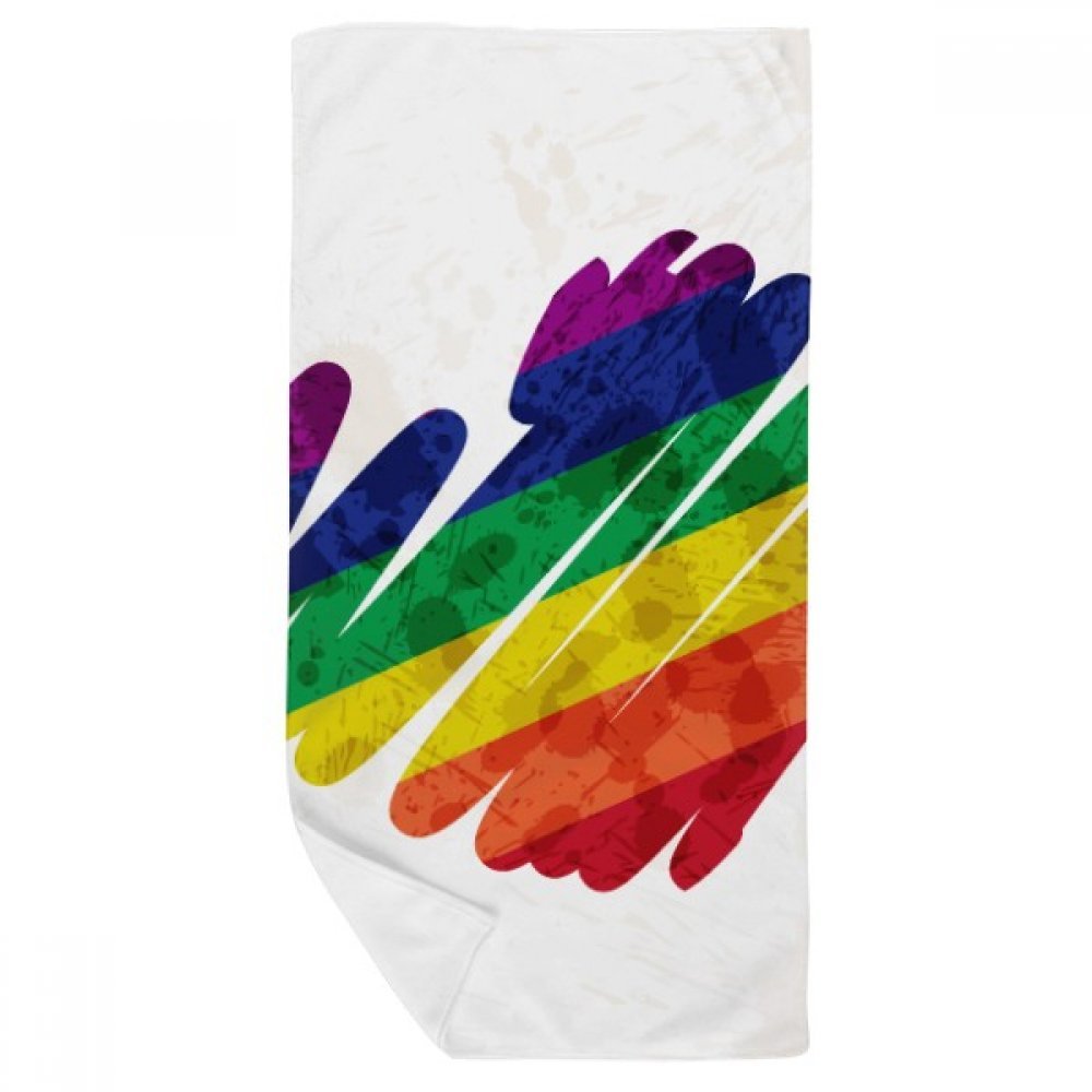 Serviette de bain arc-en-ciel LGBT 35x70cm en tissu doux multicolore