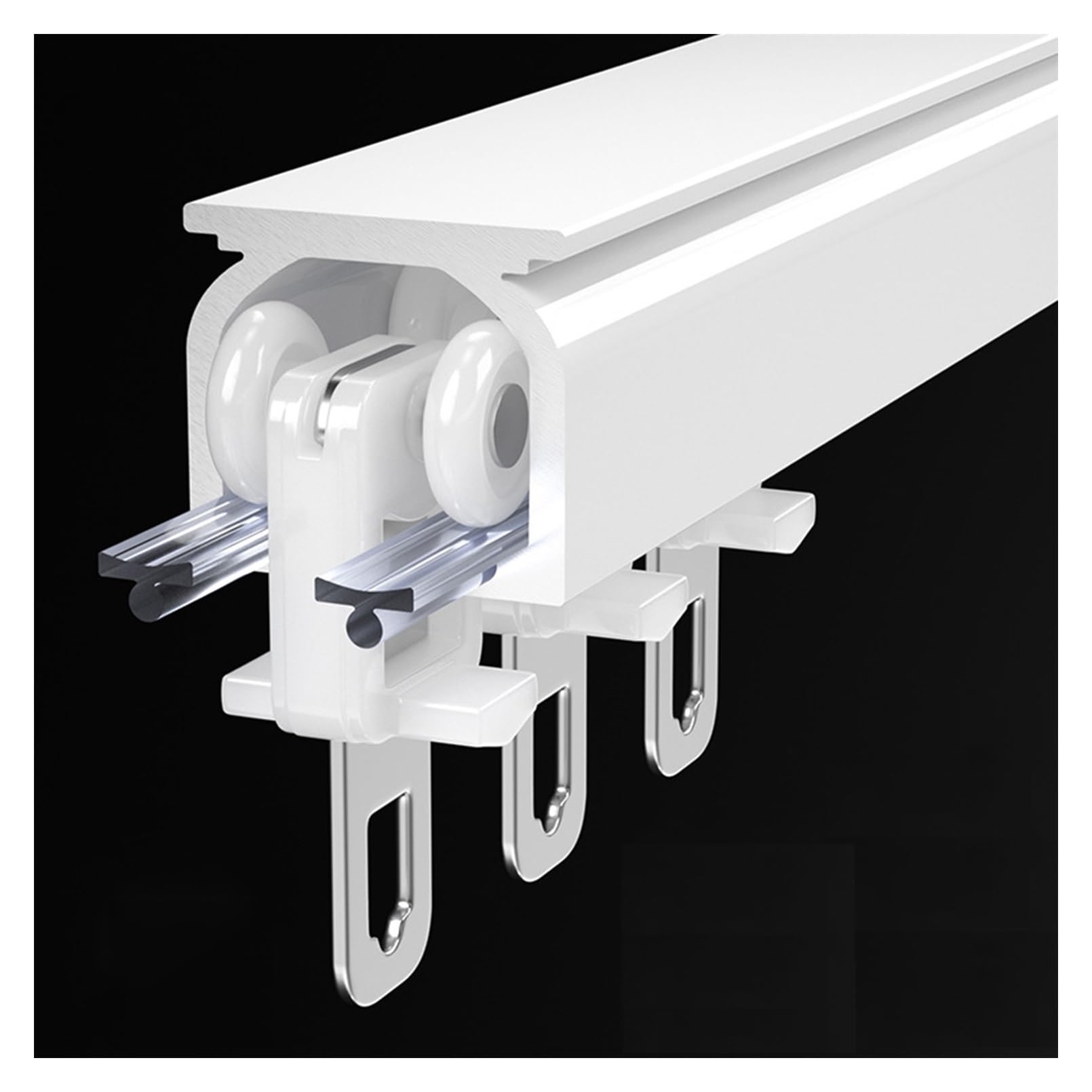 Rail de Rideau Robuste 1 m-6 m Tringle à Rideaux, Rail Pour Rideaux Kit Aluminium, Montage Au Plafond Ou Au Mur, pour Salon, Chambre à Coucher, Séparateur de Pièce(White-Ceiling,4.8m(4 * 1.2m))