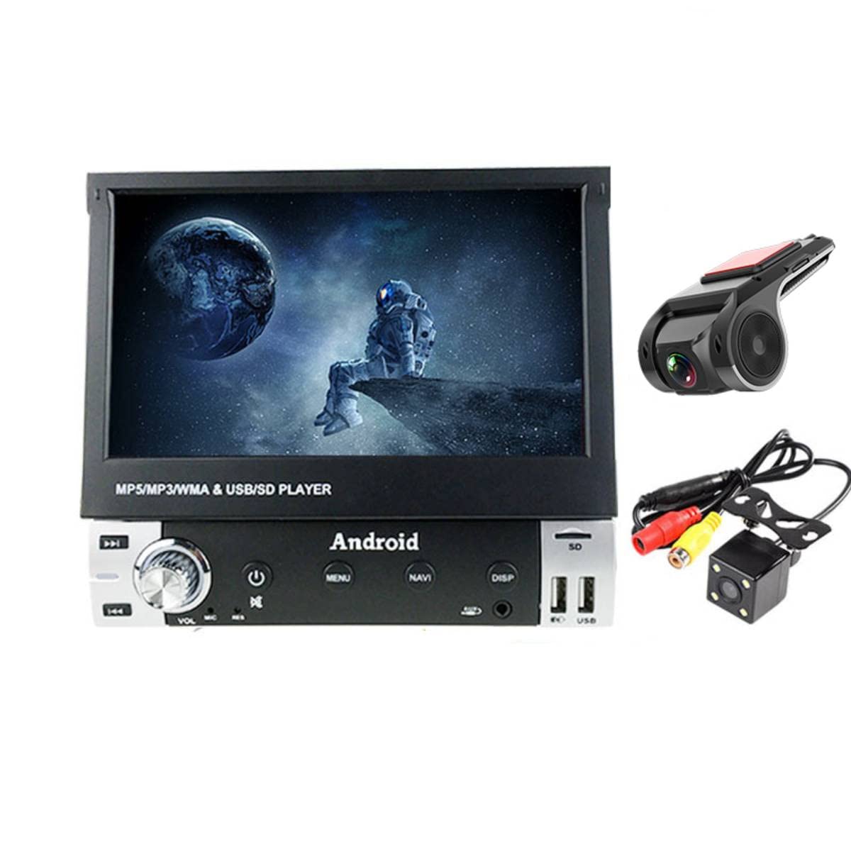 Autoradio con schermo telescopico a lingotto singolo da pollici Navigatore Android per auto All-in-one Navigazione a grande schermo + DVR USB ADAS Android