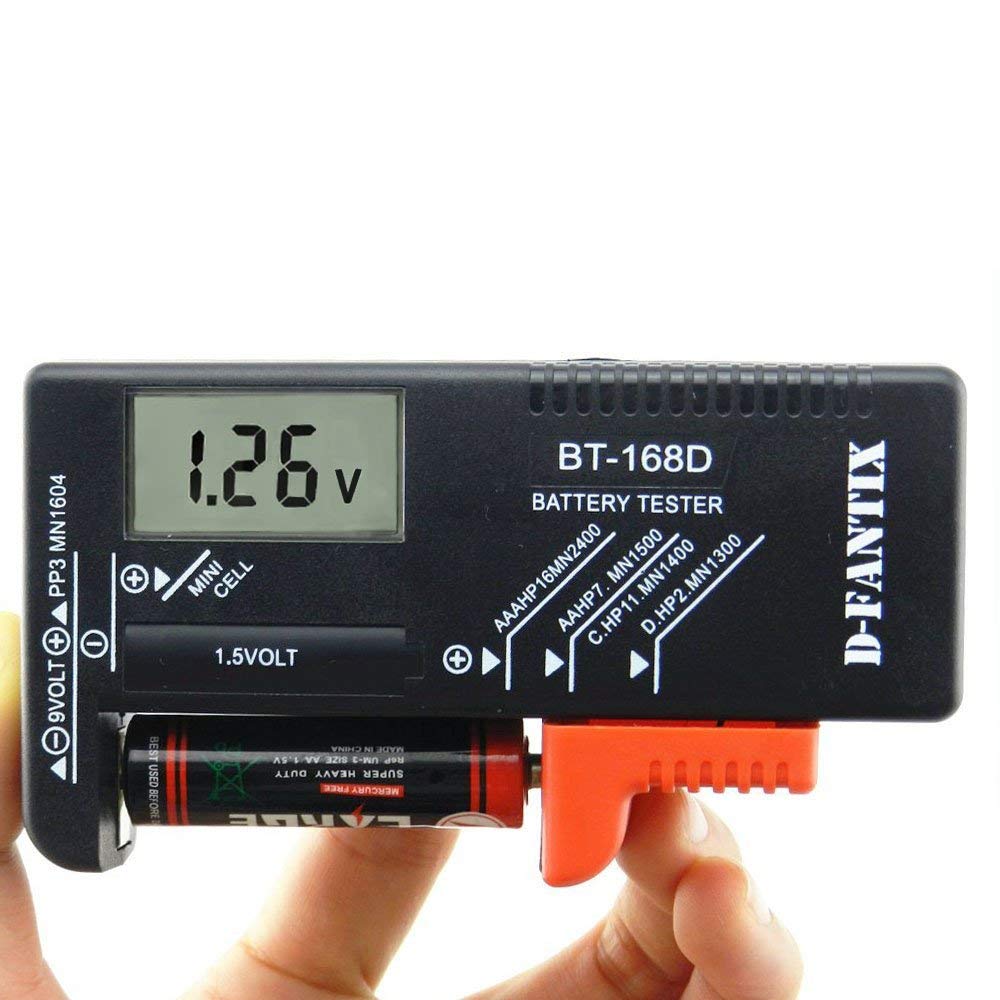 SILENCIO Digital Battery Tester for AAA, AA, C, D, 9V, and 1.5V Batteries – Household Battery Checker for Small Batteries and Button Cells, Easy to Use and Accurate Tester