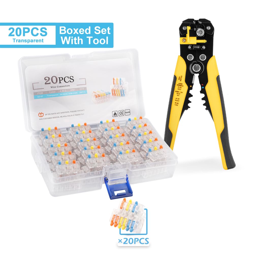 Wire Connectors 3 in 6 Out with Lever Quick Electrical Cable Splicing Terminal Block Push-in Conductor Wiring Nut Connector(D3-6T Box-Tools)