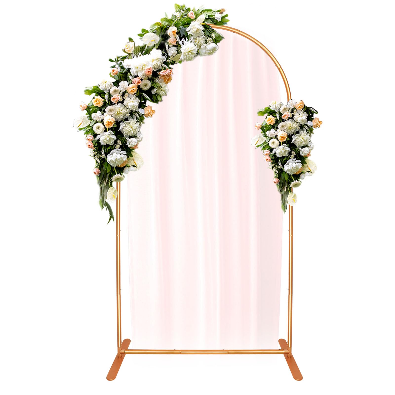 6.6FT Wedding Arch Backdrop Stand Aluminum Arch Frame Gold Metal Decoration Arch Stand Arched Backdrop Frame for Wedding Party Baby Shower Graduation Ceremony Decoration