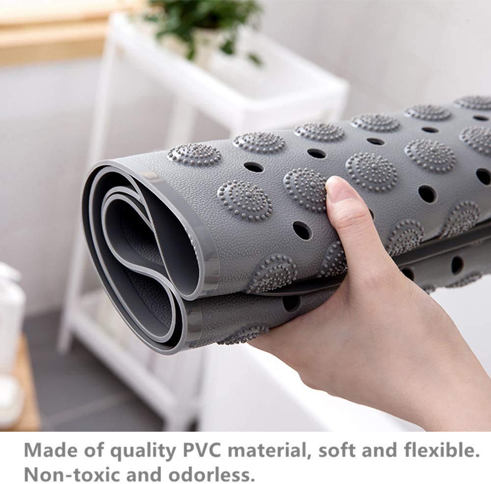 store Naidev Bathroom Shower Mat, 32" x 16" Non Slip Bathtub Mat with Round Massage Point & Suction Cups & Drain Holes for Home Hotel Toilet Floor Tub Mat (Pack 1 Grey) 2